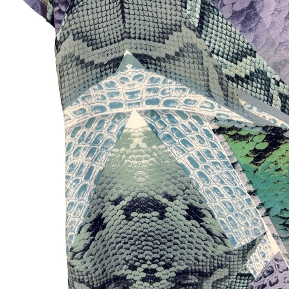 Olivaceous Blue Mystic Python Print Short Sleeve … - image 3
